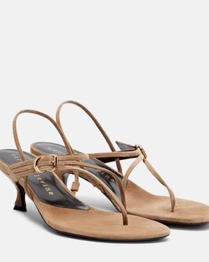 Herbert Levine Starry-Eyed 55 Suede Thong Sandals - Metallic