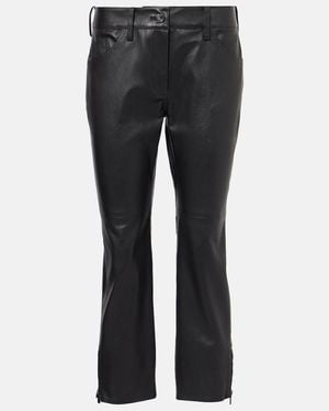 Magda Butrym Low-Rise Leather Capris - Grey