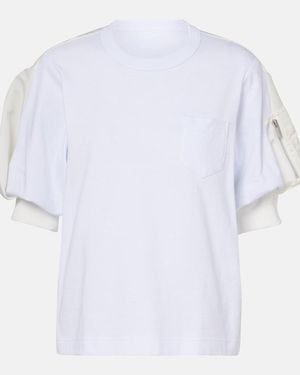 Sacai Cotton Jersey And Twill T-Shirt - White