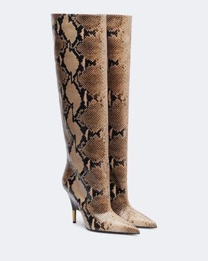 KHAITE Bella Snake-Effect Leather Knee-High Boots - Brown