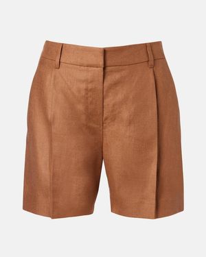Brunello Cucinelli Mid-Rise Linen Bermuda Shorts - Brown