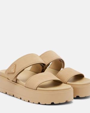Prada Plateausandalen Aus Leder - Natur