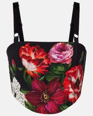 Dolce & Gabbana Floral Bustier Top - Red