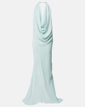 Mugler Robe Aus Transparentem Seiden-Crepe-Georgette - Blau