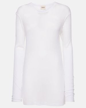 KHAITE Morton Ribbed-Knit Top - White