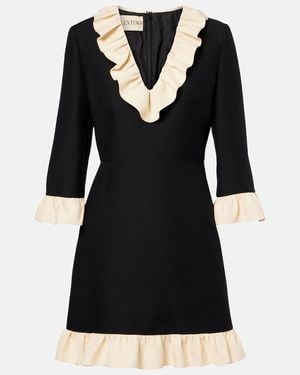 Valentino Crepe Couture Ruffled Minidress - Black