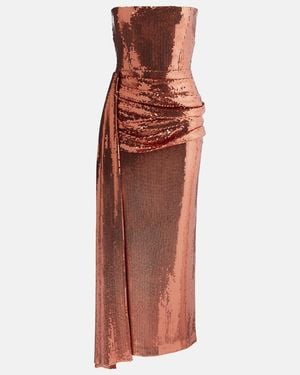 Alex Perry Draped Sequined Corset Dress - Red