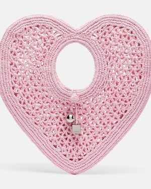 Jacquemus Bolso Spiaggia Coeur Small De Rafia - Rosa