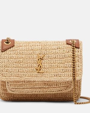 Saint Laurent Niki Mini Raffia Shoulder Bag - Natural
