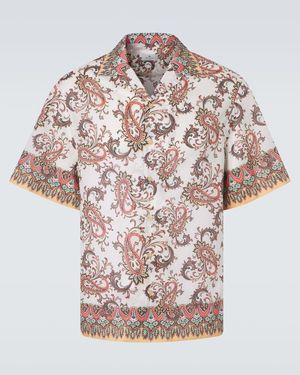 Etro Paisley Cotton Bowling Shirt - Pink