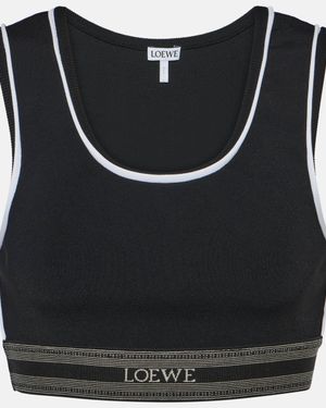 Loewe Logo Crop Top - Black