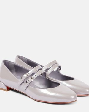 Christian Louboutin Sweet Jane Patent Leather Mary Jane Flats - Grey