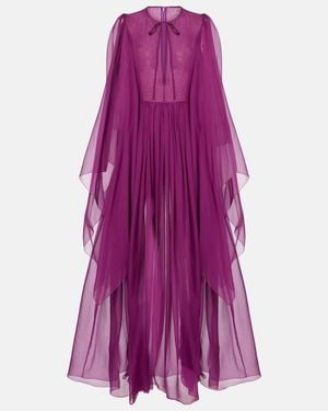 Dolce & Gabbana Long Silk Chiffon Caftan With Drawstring - Purple