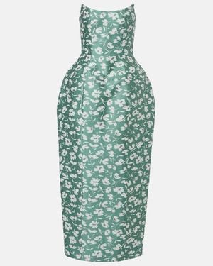 Markarian Marianne Floral Brocade Corset Gown - Green