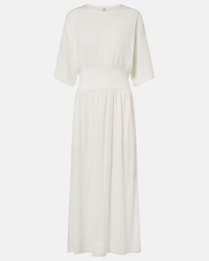 TOTEME Cotton And Silk Jersey Midi Dress - White