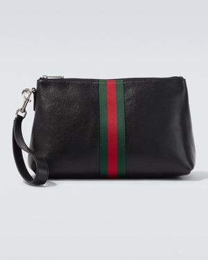 Gucci Etui Web Trademark Aus Leder - Schwarz
