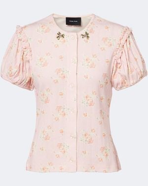 Simone Rocha Crystal-Embellished Floral Cotton Cardigan - Pink