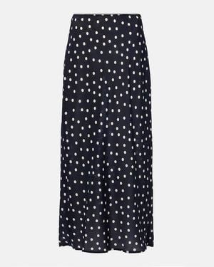 RIXO London Ardith Polka-Dot Silk Midi Skirt - Blue