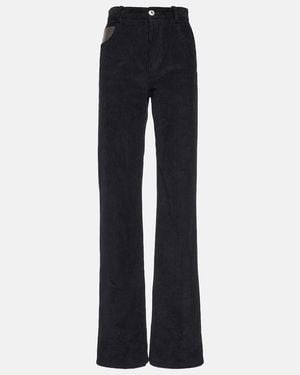 Bottega Veneta High-Rise Cotton Corduroy Straight Trousers - Blue