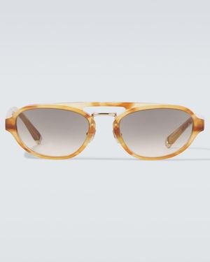 Brunello Cucinelli Tortoiseshell-Effect Browline Sunglasses - Brown