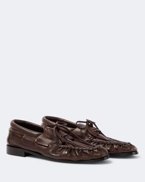 Saint Laurent Le Loafer Bateau Leather Boat Shoes - Brown