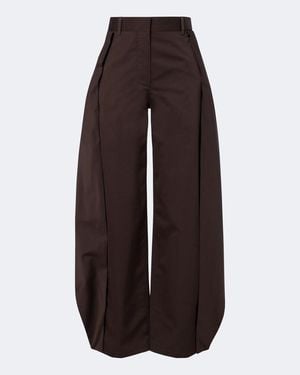 Loewe Cotton And Silk Gabardine Barrel-Leg Trousers - Brown