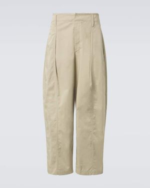 Lemaire Maxi Pleated Cotton Twill Tapered Trousers - Natural