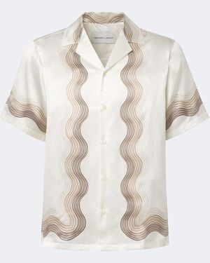Frescobol Carioca Printed Silk Bowling Shirt - White