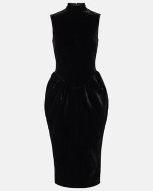 Rasario Midikleid Aus Samt - Schwarz