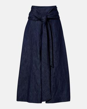 Gabriela Hearst Zivan Cotton And Linen Denim Midi Skirt - Blue