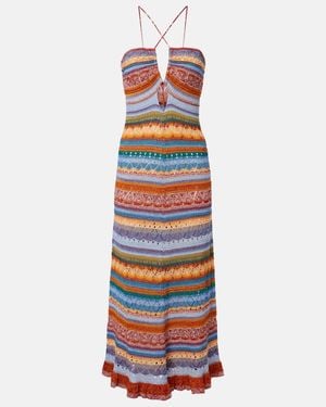 Etro Striped Crochet Cotton Maxi Dress - White