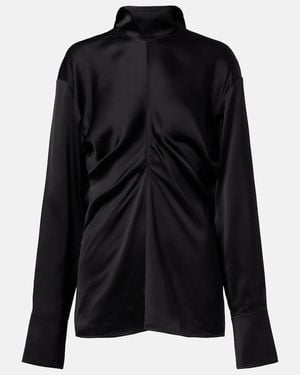 TOTEME Gathered Satin Top - Black