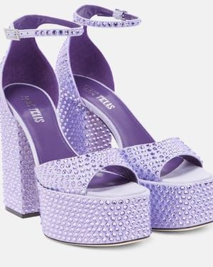 Paris Texas Holly Tatiana Embellished Leather Platform Sandals - Purple