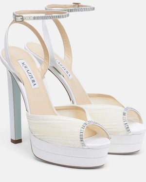 Aquazzura Bridal Be Mine Embellished Platform Sandals - White