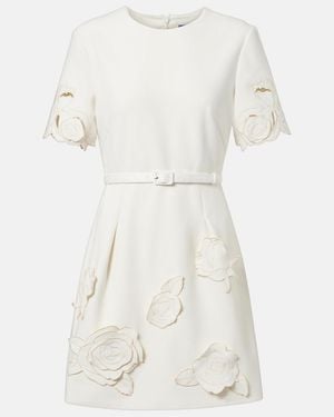 LEO LIN Aurelie Belted Floral-Applique Minidress - White