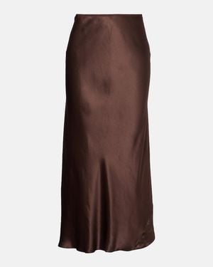 Dorothee Schumacher Sense Of Shine Silk Satin Slip Skirt - Brown