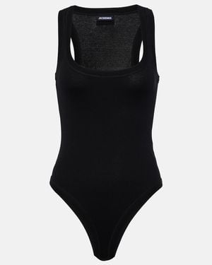 Jacquemus Le Body Gros Grain Cotton Bodysuit - Black