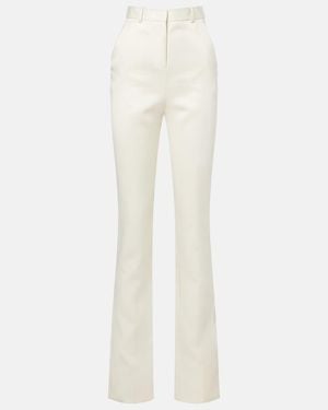 Calvin Klein Lucia High-Rise Wool And Silk Slim Trousers - White