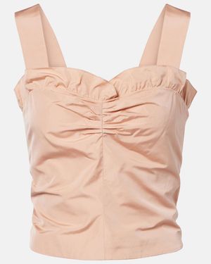Chloé Gathered Ruffled Taffeta Crop Top - Pink