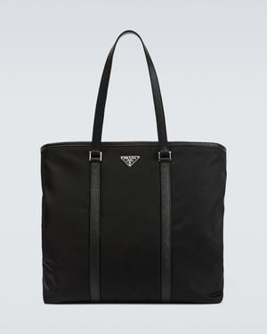 Prada Tote Bag Aus Re-Nylon Mit Leder - Schwarz