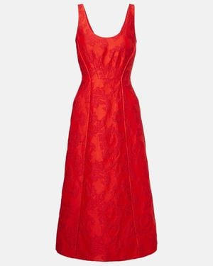 Emilia Wickstead Labrina Jacquard Boucle Midi Dress - Red