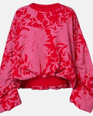Dries Van Noten Draped Floral Cotton Jersey Sweatshirt - Red