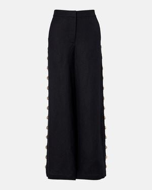 Jonathan Simkhai Linen-Blend Wide-Leg Trousers - Black