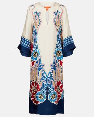 La DoubleJ Printed Silk Satin Kaftan - Blue