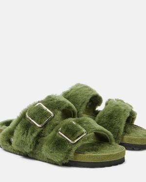 Birkenstock Arizona Shearling Sandals - Green