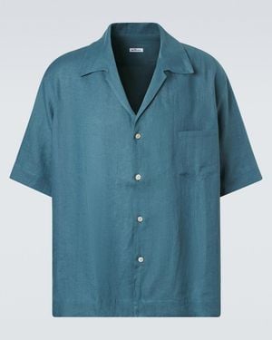 Kiton Linen Bowling Shirt - Blue