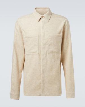 Rick Owens Cotton And Linen Corduroy Overshirt - Natural