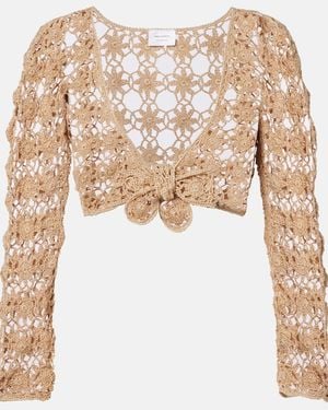 Anna Kosturova Bella Ballerina Crochet Cotton Crop Top - Natural