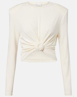 Magda Butrym Cropped Cotton-Blend Jersey Top - White