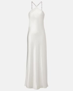 STAUD Cadence Beaded Satin Gown - White